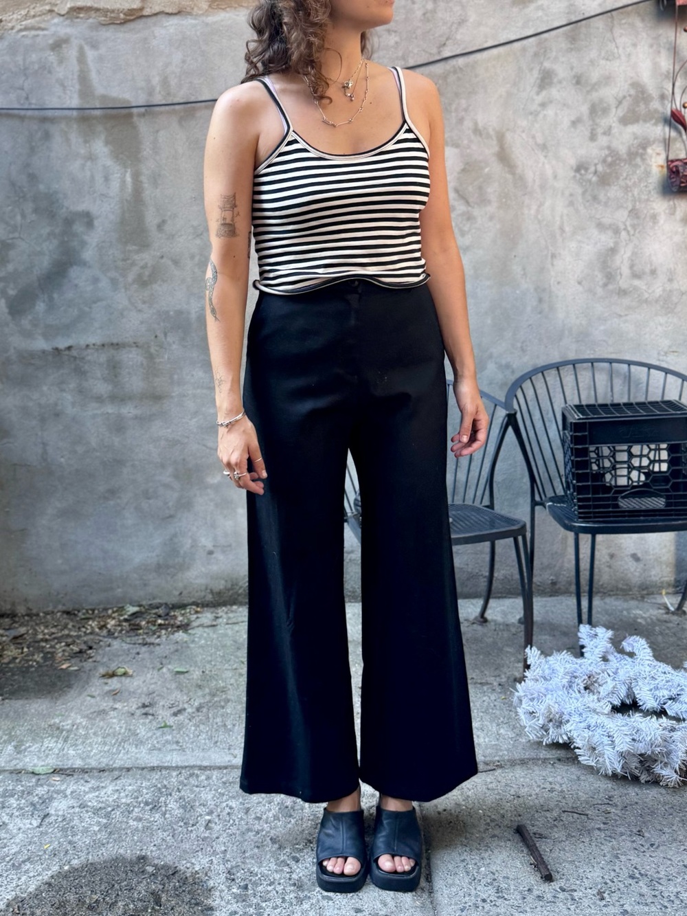 Betina Lou Wool Wide Leg Black Pants